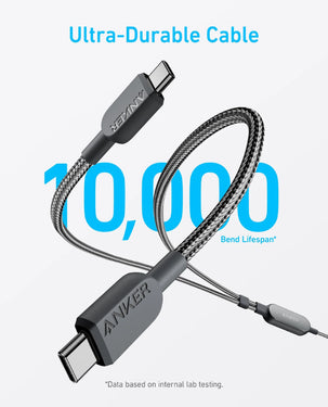 Anker 2-in-1 USB C to USB C Cable 140W Max | 4ft | Fast Charging | Flexible and Tough | 480 mbps Data Transfer Rate | A8895H11 - Black