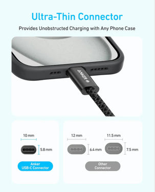 Anker Zolo USB-C to USB-C Braided Cable | 240W | 3.3 ft (1m) | Fast Charging | A8060H11 - Black