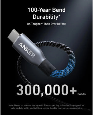 Anker USB-C to USB-C Cable | 240 W | Upcycled-Braided | 6ft | A88E2012 - Grey